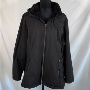 ZeroXPosur Women's Black Faux Shearling Lining Hooded Jacket 2X